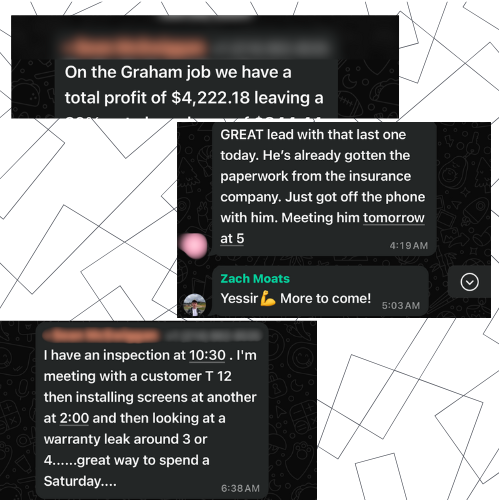 Client message testimonial